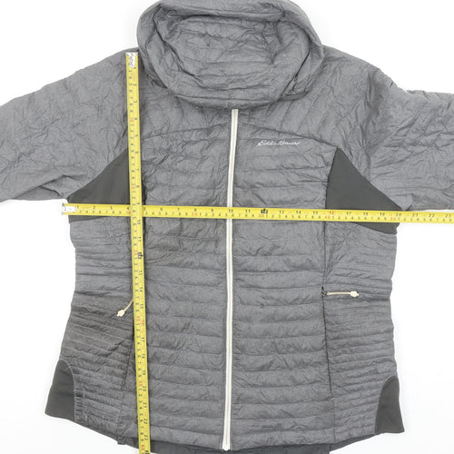 Eddie Bauer Women's Grey Lightweight Hooded Puffer Jacket Size L