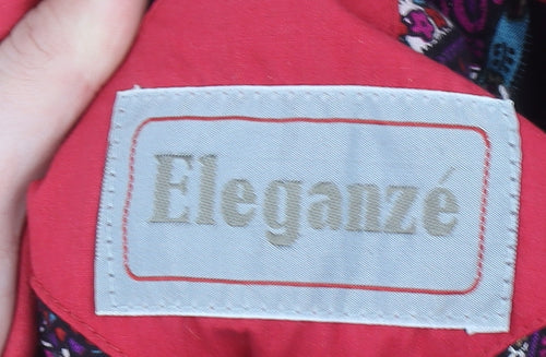 Eleganzé Women's Red Long Parka Coat Size M Hooded Cotton