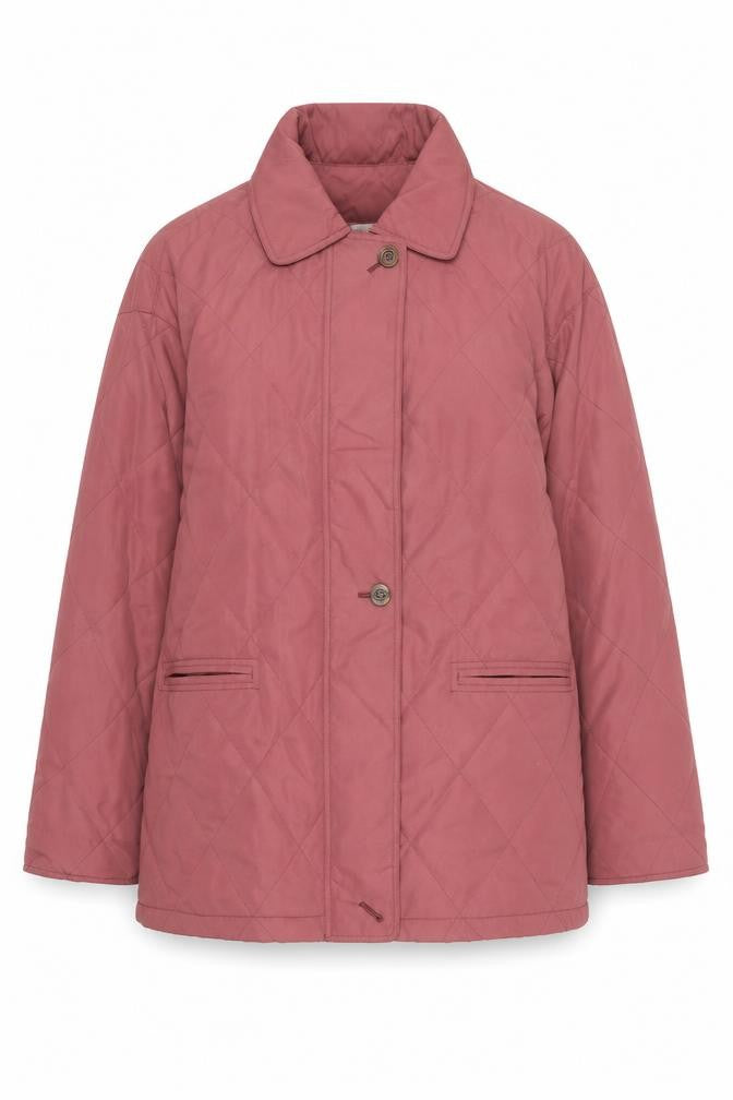 Front view of Klass Women’s Pink Quilted Mid-Length Jacket XL