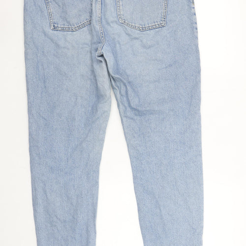 Topshop Women Blue Light Wash Cotton Mom Jeans Size 14 High Rise