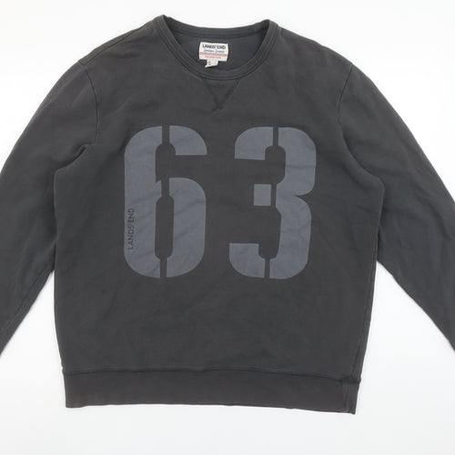 Lands' End Men's Black L Pullover Sweatshirt Graphic Print