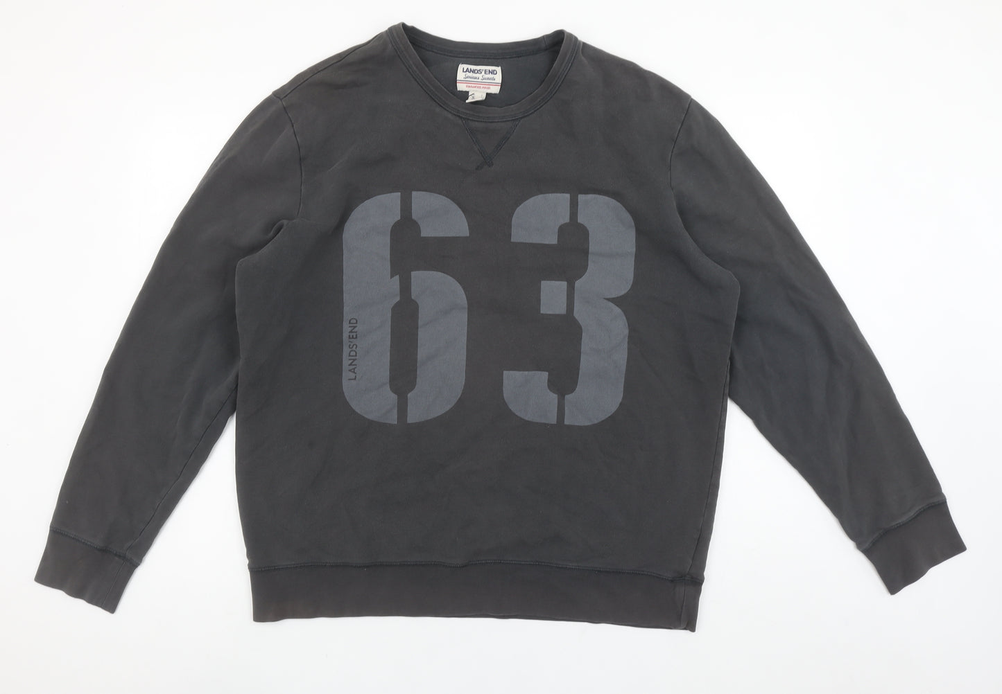 Lands' End Men's Black L Pullover Sweatshirt Graphic Print