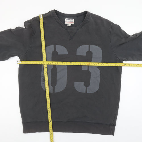 Lands' End Men's Black L Pullover Sweatshirt Graphic Print