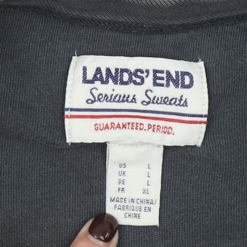 Lands' End Men's Black L Pullover Sweatshirt Graphic Print