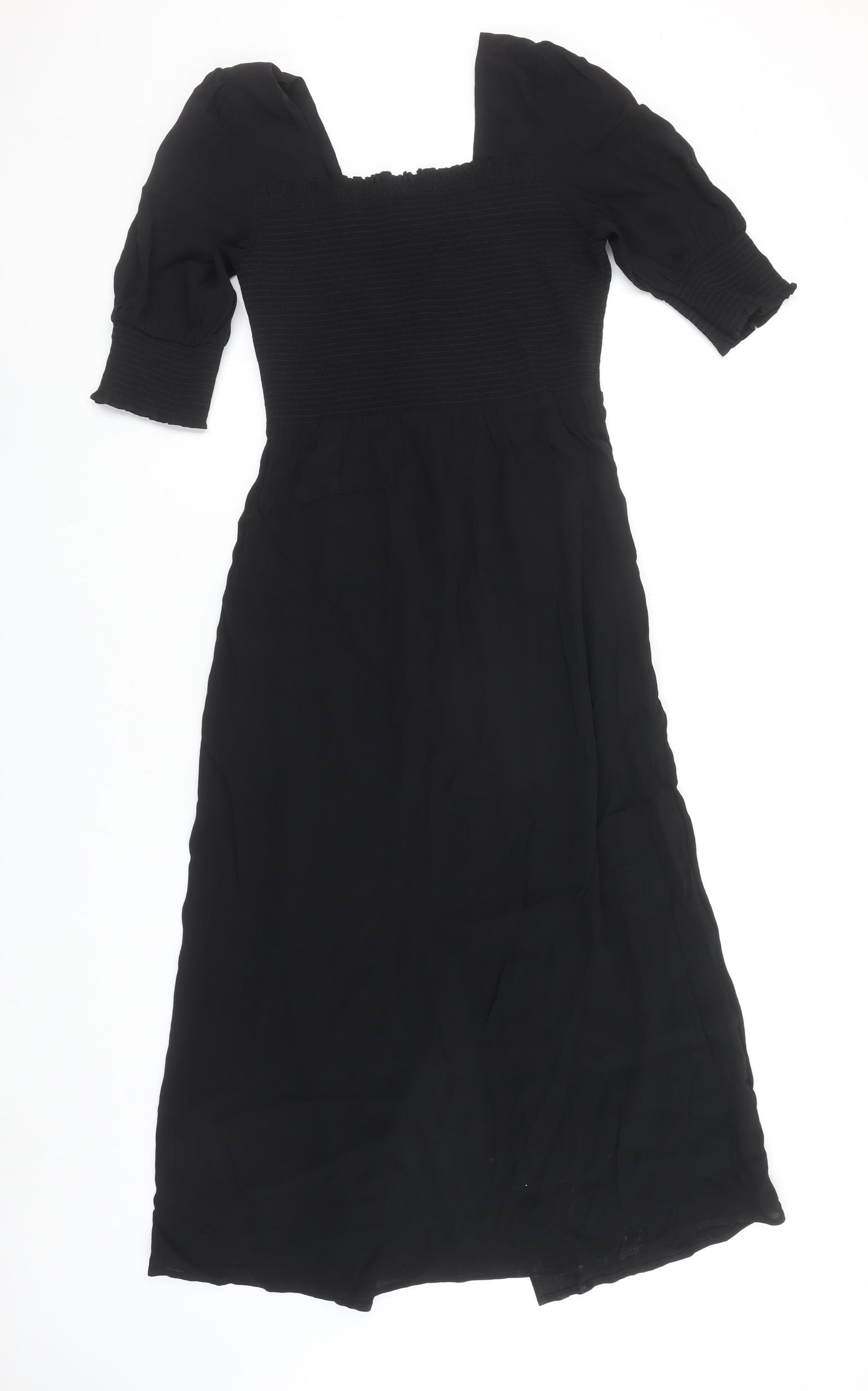 Gallery Women's Black Size 8 Midi Fit & Flare Dress with Puff Sleeves