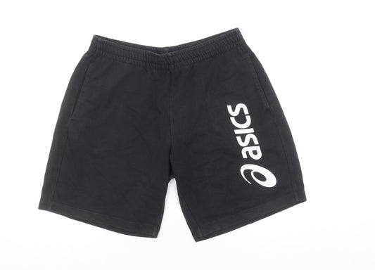 Asics Men's Black Sweat Shorts Size L Elastic Waist Casual Sportswear