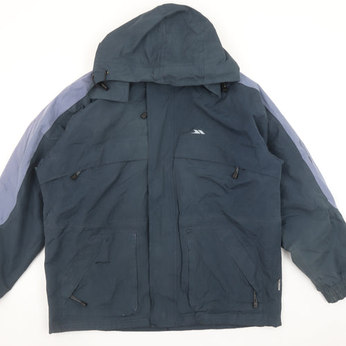 Trespass Men's Blue Waterproof Hooded Mid-Length Jacket M