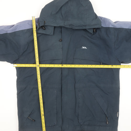 Trespass Men's Blue Waterproof Hooded Mid-Length Jacket M