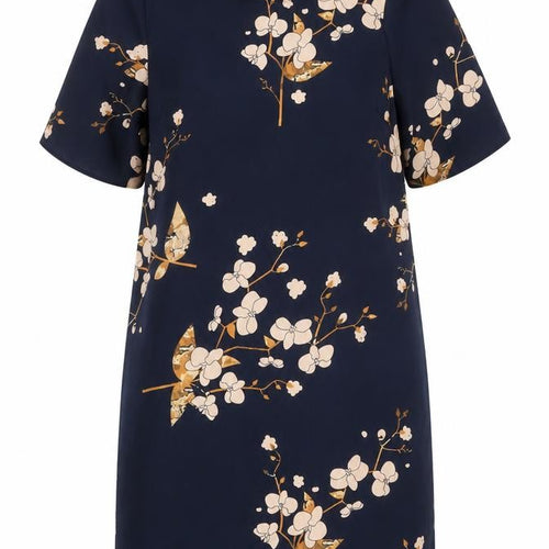 Vero Moda Women Blue Floral Shift Dress M Knee Length Spring
