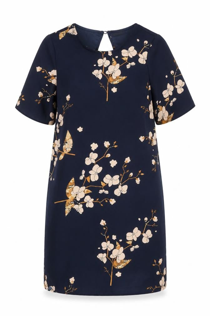 Vero Moda Women Blue Floral Shift Dress M Knee Length Spring