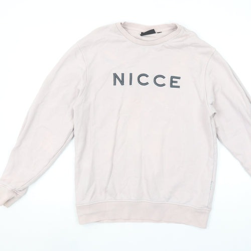 Nicce Men's Beige Logo Sweatshirt Size M Pullover Crew Neck