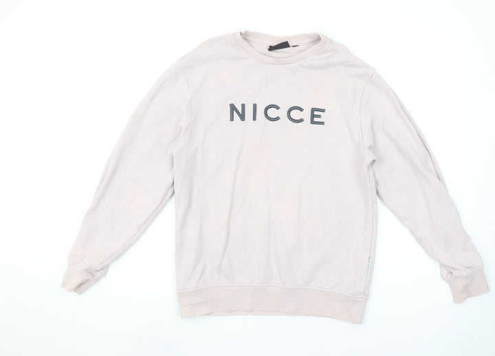 Nicce Men's Beige Logo Sweatshirt Size M Pullover Crew Neck
