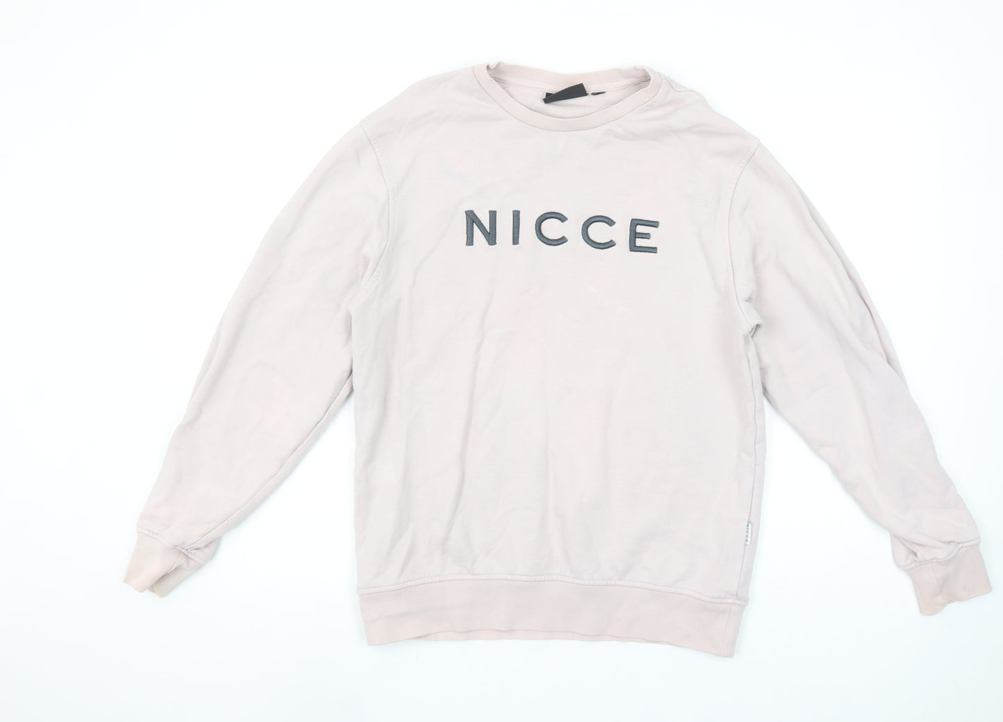 Nicce Men's Beige Logo Sweatshirt Size M Pullover Crew Neck