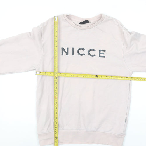 Nicce Men's Beige Logo Sweatshirt Size M Pullover Crew Neck