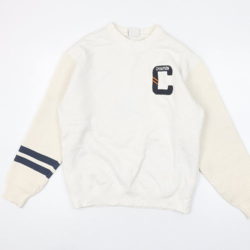 Champion Men's Beige XS Sweatshirt Crew Neck Logo Pullover