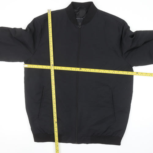 ASOS DESIGN Men's Black XL Bomber Jacket Full Zip Classic Style