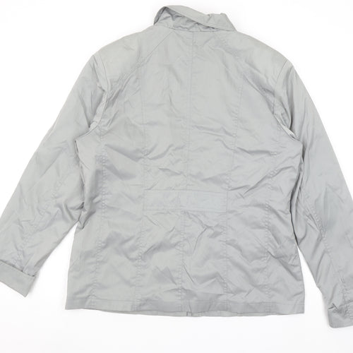 Finesse Womens Grey Size 12 Lined Zip Button Mid-Length Jacket