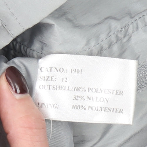 Finesse Womens Grey Size 12 Lined Zip Button Mid-Length Jacket