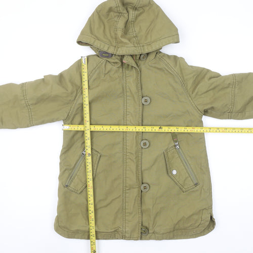 Next Girls Green Hooded Cotton Parka Coat 7 Years Lined Winter Jacket