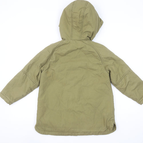 Next Girls Green Hooded Cotton Parka Coat 7 Years Lined Winter Jacket