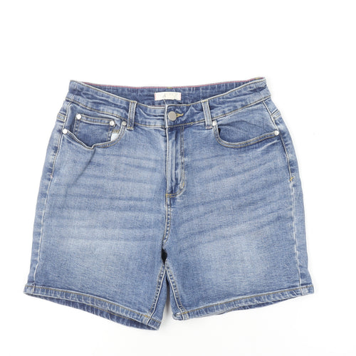 Joules Women Blue Denim Shorts Size 12 Stretch Casual Style