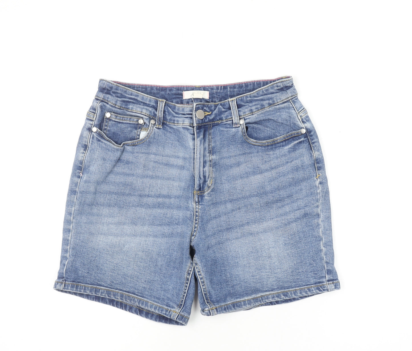 Joules Women Blue Denim Shorts Size 12 Stretch Casual Style