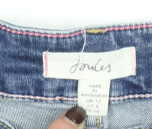 Joules Women Blue Denim Shorts Size 12 Stretch Casual Style