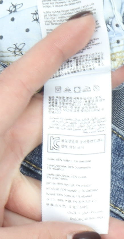 Joules Women Blue Denim Shorts Size 12 Stretch Casual Style