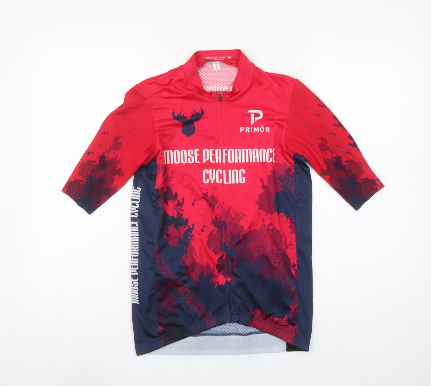 Primör Men's Red Cycling Jersey 3/4 Sleeve Size M Athletic Fit