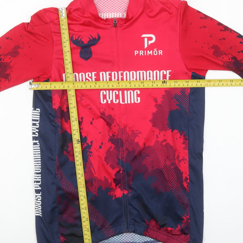 Primör Men's Red Cycling Jersey 3/4 Sleeve Size M Athletic Fit