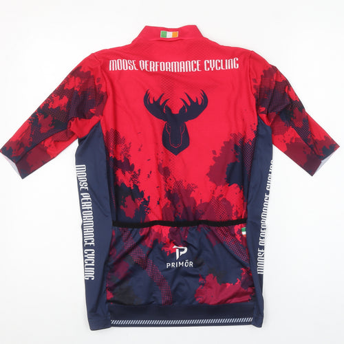 Primör Men's Red Cycling Jersey 3/4 Sleeve Size M Athletic Fit