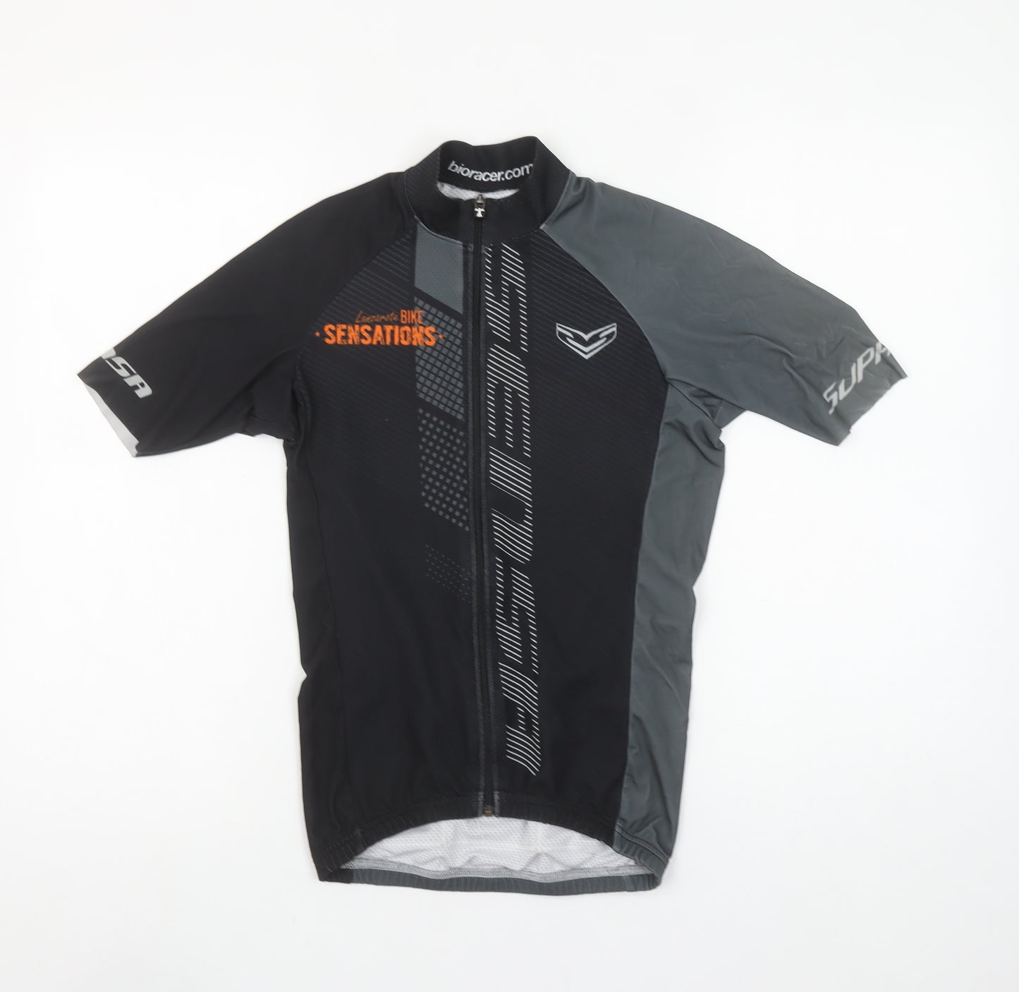 Bioracer Men's Black XS Short Sleeve Cycling Jersey Zip Top