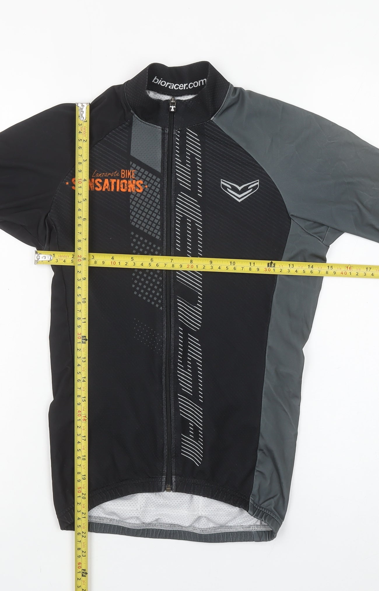 Bioracer Men's Black XS Short Sleeve Cycling Jersey Zip Top