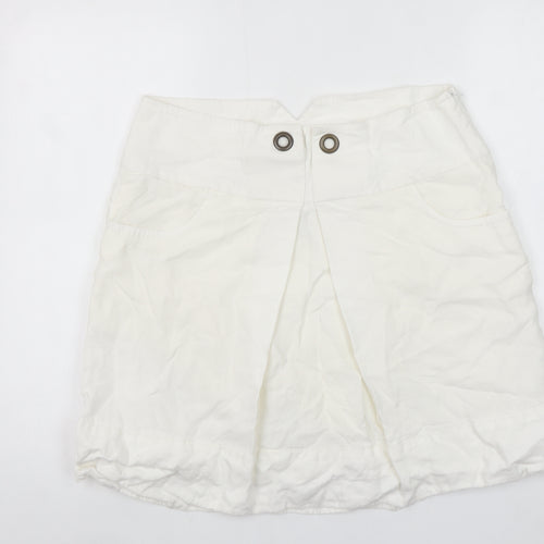 Savida Women's Ivory Linen A-Line Short Skirt Size 14