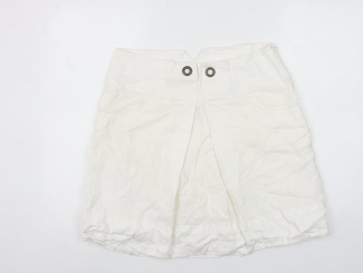 Savida Women's Ivory Linen A-Line Short Skirt Size 14
