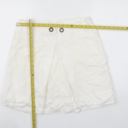 Savida Women's Ivory Linen A-Line Short Skirt Size 14