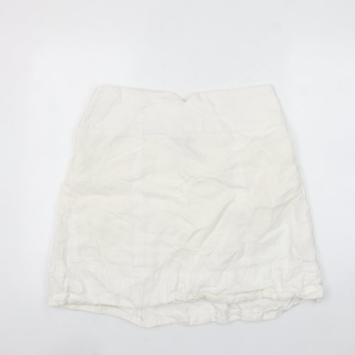 Savida Women's Ivory Linen A-Line Short Skirt Size 14