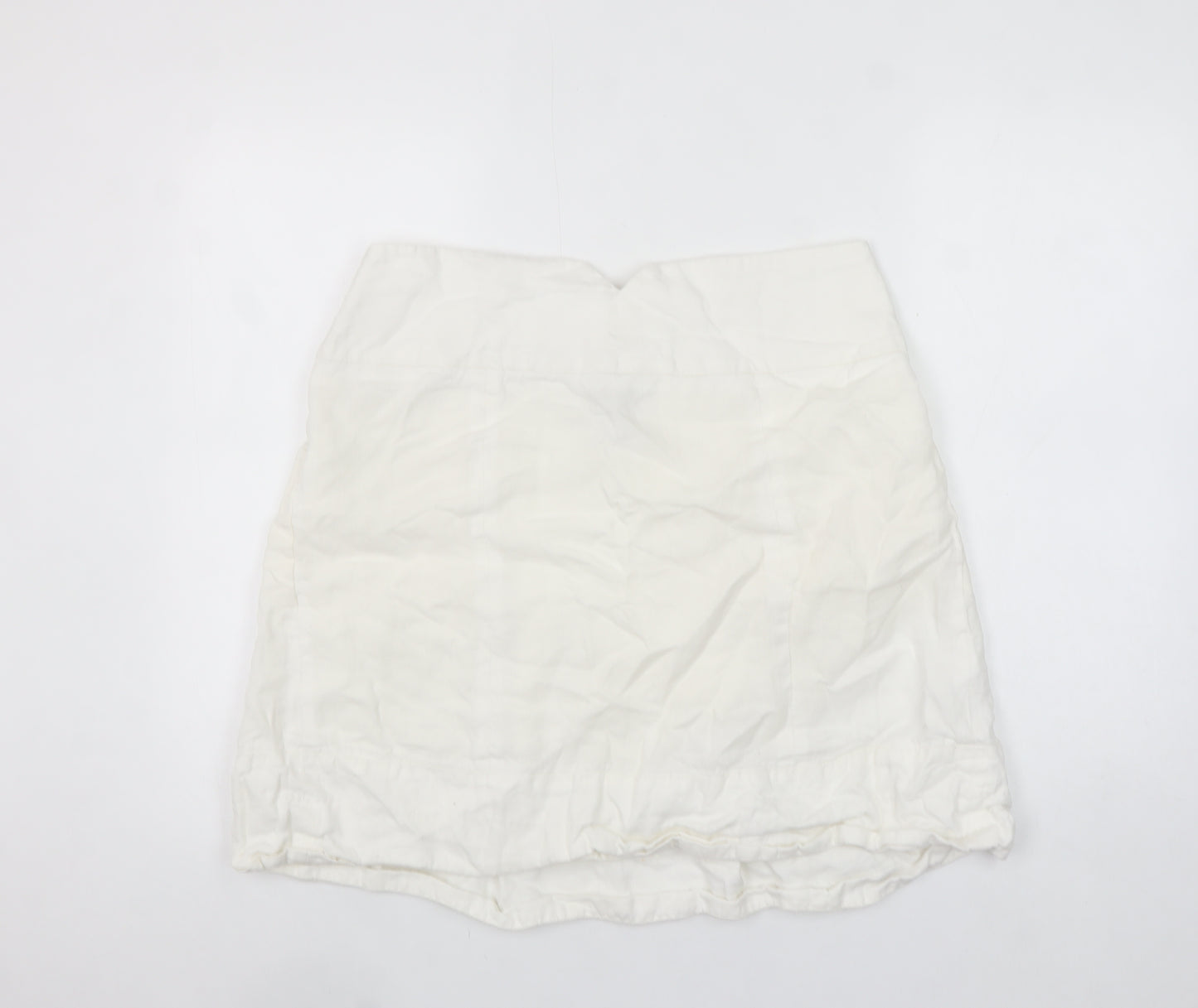 Savida Women's Ivory Linen A-Line Short Skirt Size 14