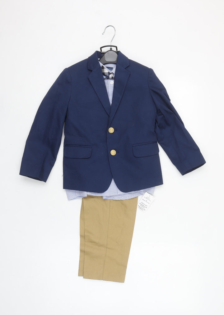 IZOD Boys Blue & Khaki 4 Piece Outfit Set Size 5 Regular Cotton Blend Formal