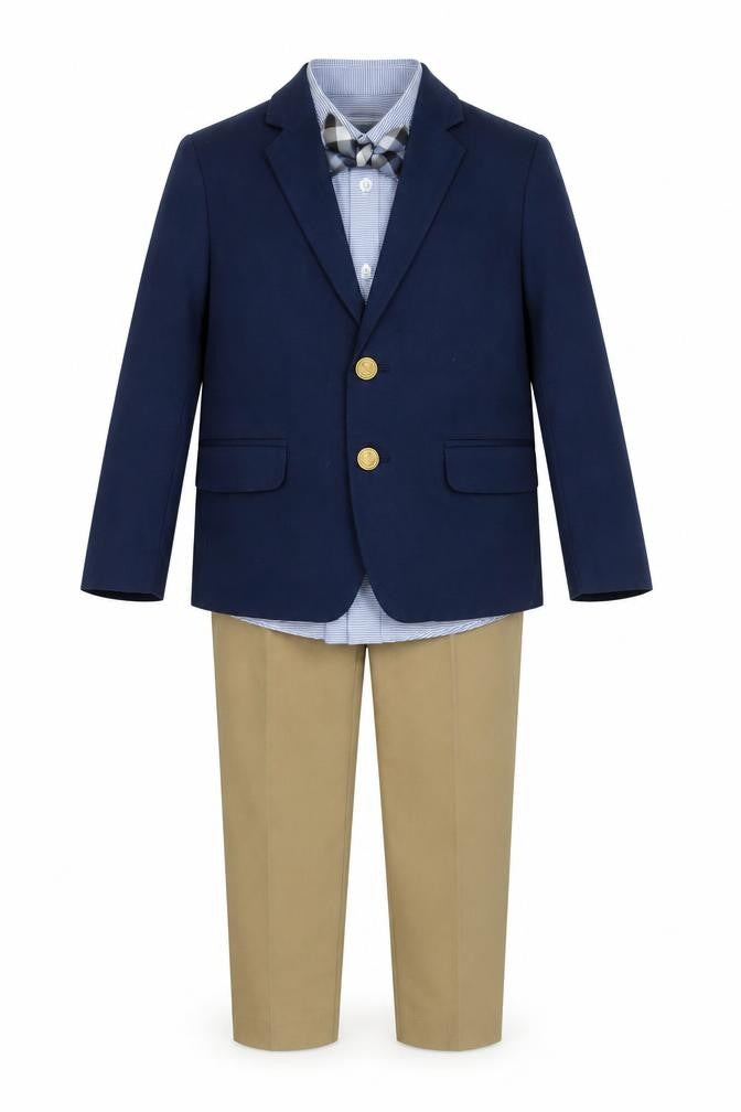 IZOD Boys Blue & Khaki 4 Piece Outfit Set Size 5 Regular Cotton Blend Formal
