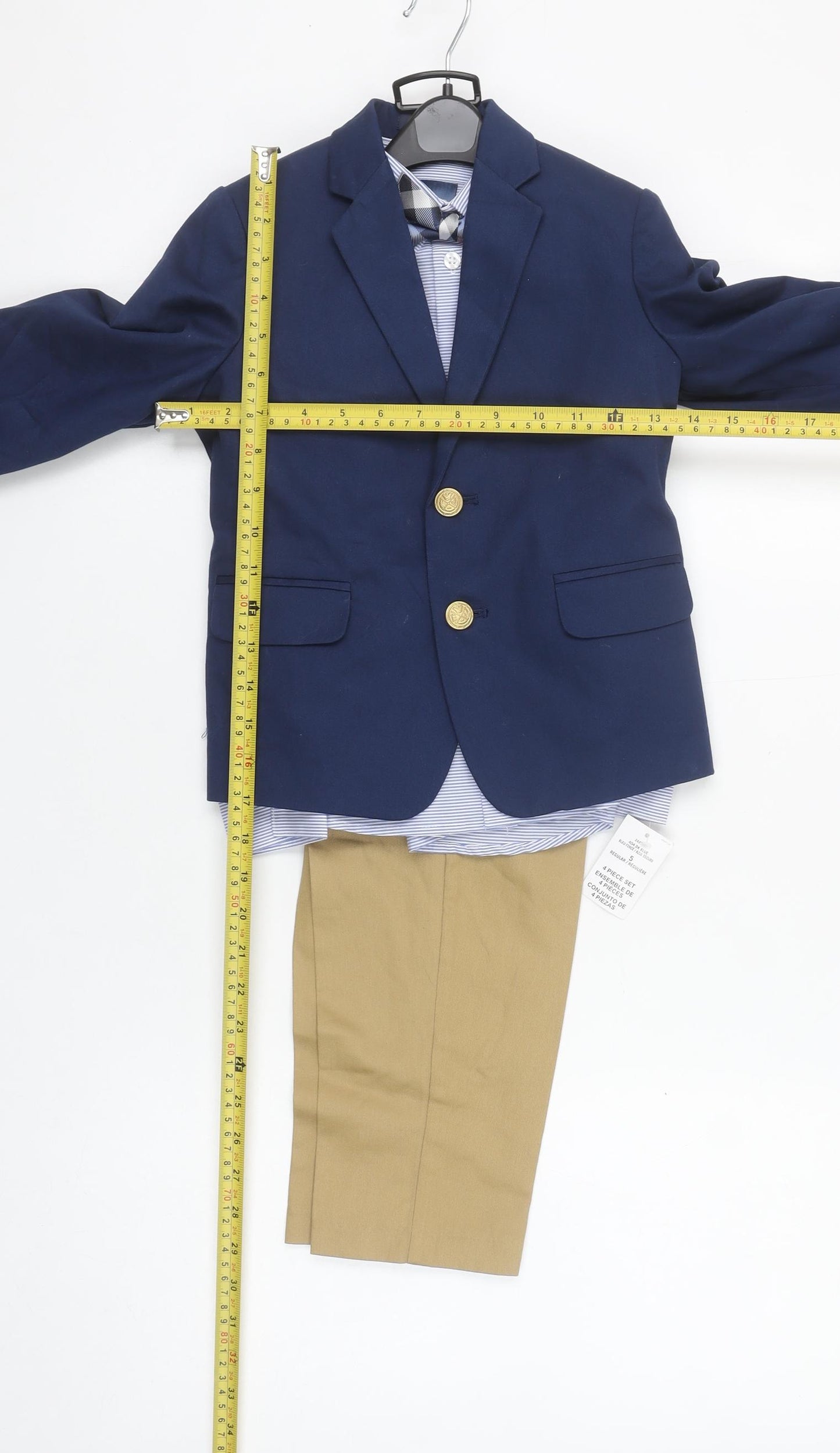 IZOD Boys Blue & Khaki 4 Piece Outfit Set Size 5 Regular Cotton Blend Formal