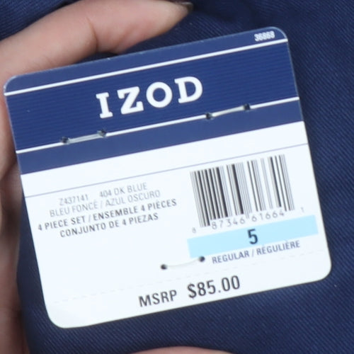 IZOD Boys Blue & Khaki 4 Piece Outfit Set Size 5 Regular Cotton Blend Formal