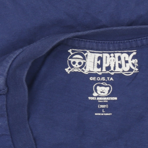 One Piece Anime Men’s Navy Blue L T-Shirt Toei Animation 2021 Short Sleeve