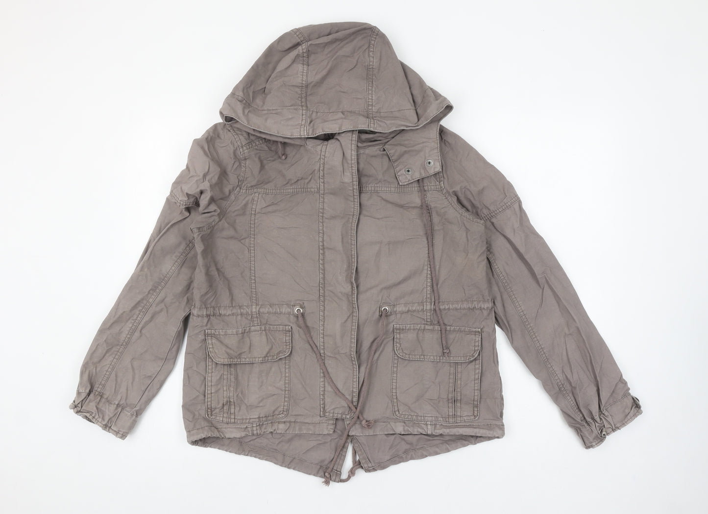 Woolworths Women’s Grey Cotton Hooded Parka Jacket Size 10