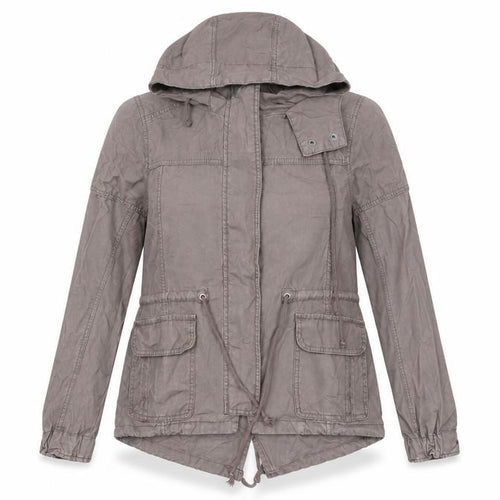 Woolworths Women’s Grey Cotton Hooded Parka Jacket Size 10
