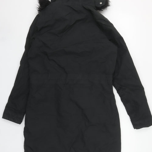Regatta Women's Black Long Parka Coat UK 8 Hooded Fur Trim Winter Jacket