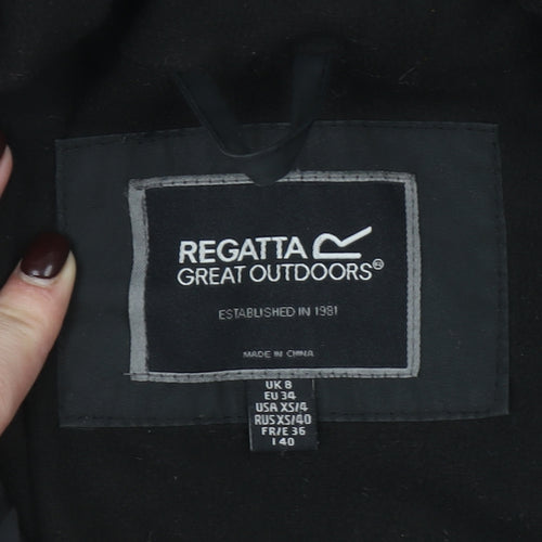 Regatta Women's Black Long Parka Coat UK 8 Hooded Fur Trim Winter Jacket