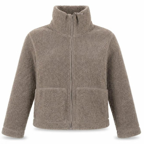 H&M Women Brown Fleece Zip Jacket Size 12 Winter Casual