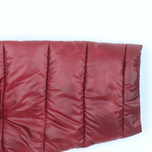 Koton Women Red Hooded Puffer Jacket Size 10 Lightweight Quilted