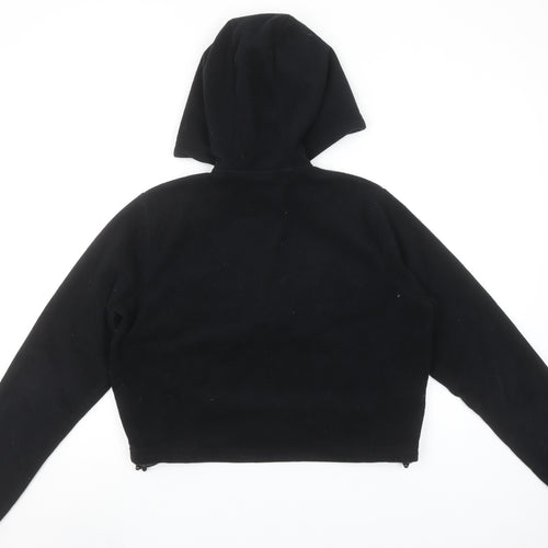 Ellesse Womens Black & Grey 1/2 Zip Hooded Pullover Size 10 Fleece Sweatshirt